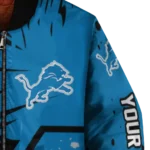 custom detroit lions hexagon cluster blue black bomber jacket best selling