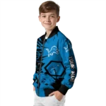 custom detroit lions hexagon cluster blue black bomber jacket best selling