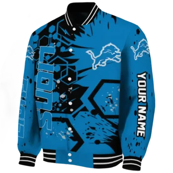 custom detroit lions hexagon cluster blue black varsity jacket best selling.webp