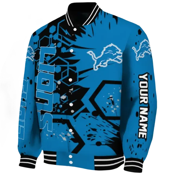 custom detroit lions hexagon cluster blue black varsity jacket best selling.webp