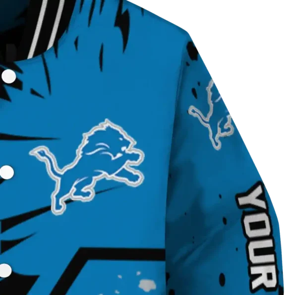 custom detroit lions hexagon cluster blue black varsity jacket premium grade.webp