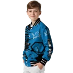 custom detroit lions hexagon cluster blue black varsity jacket best selling.webp