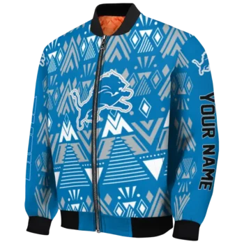 custom detroit lions pyramid shapes blue bomber jacket best selling