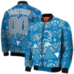 custom detroit lions pyramid shapes blue bomber jacket best selling