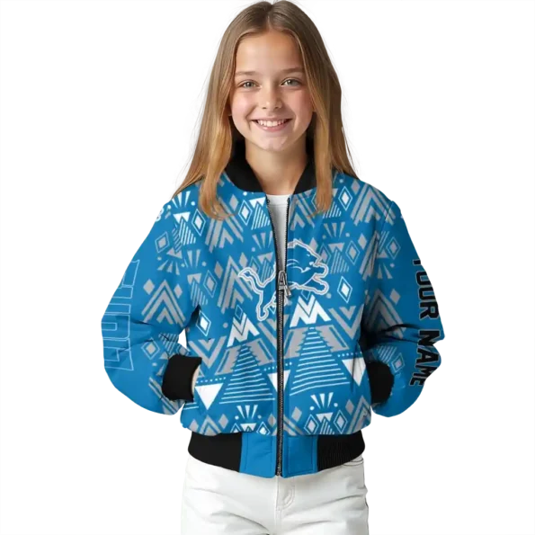 custom detroit lions pyramid shapes blue bomber jacket top rated