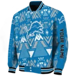 custom detroit lions pyramid shapes blue varsity jacket best selling.webp