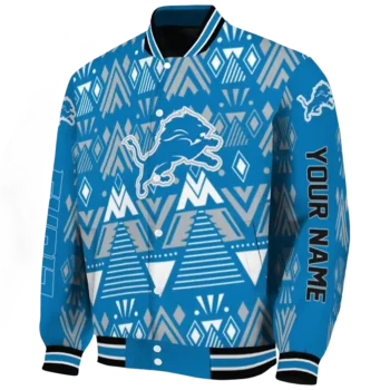 custom detroit lions pyramid shapes blue varsity jacket best selling.webp