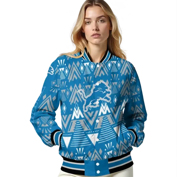 custom detroit lions pyramid shapes blue varsity jacket latest model.webp