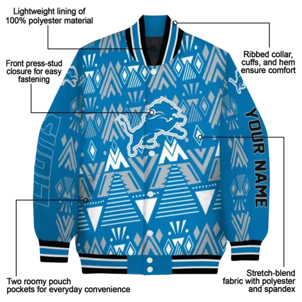 custom detroit lions pyramid shapes blue varsity jacket new arrival.webp