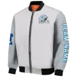 custom detroit lions speckled arms blue gray bomber jacket best selling