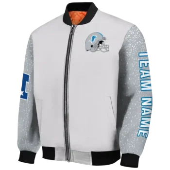 custom detroit lions speckled arms blue gray bomber jacket best selling