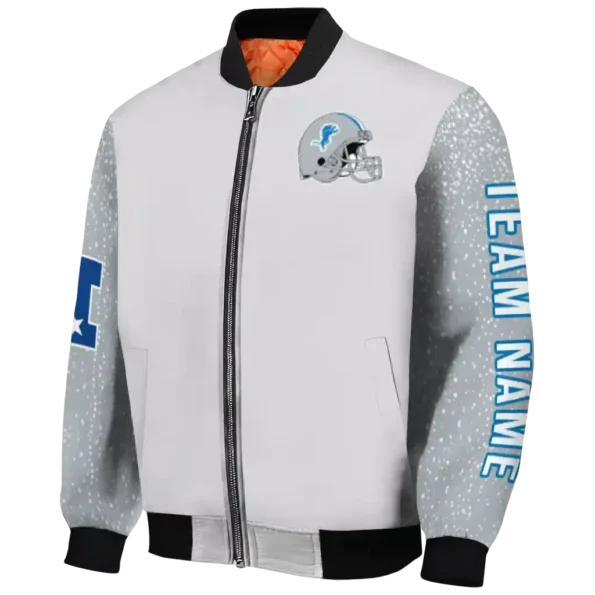custom detroit lions speckled arms blue gray bomber jacket best selling