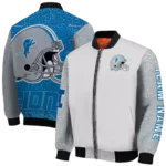 custom detroit lions speckled arms blue gray bomber jacket best selling