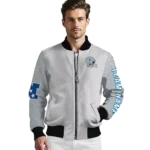 custom detroit lions speckled arms blue gray bomber jacket best selling