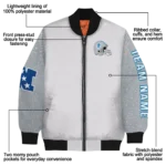 custom detroit lions speckled arms blue gray bomber jacket best selling