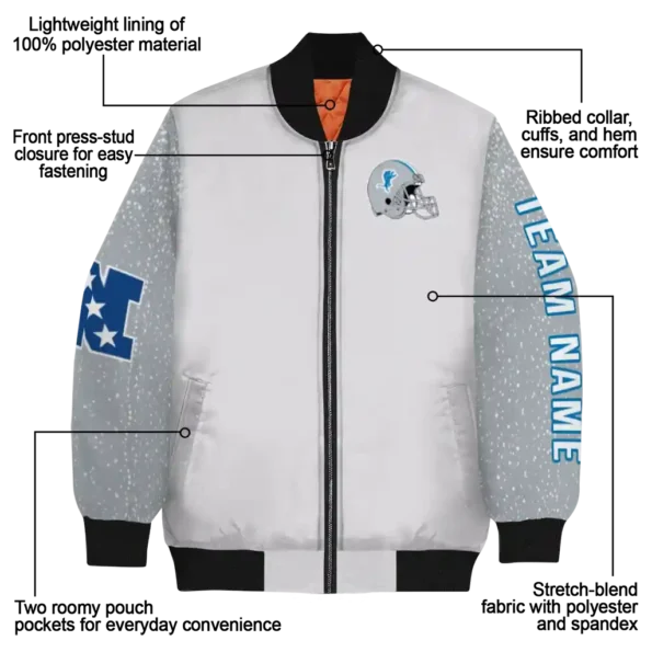 custom detroit lions speckled arms blue gray bomber jacket new arrival