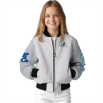 custom detroit lions speckled arms blue gray bomber jacket best selling
