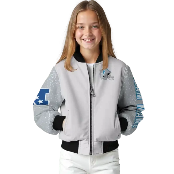 custom detroit lions speckled arms blue gray bomber jacket top rated