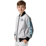 custom detroit lions speckled arms blue gray bomber jacket best selling