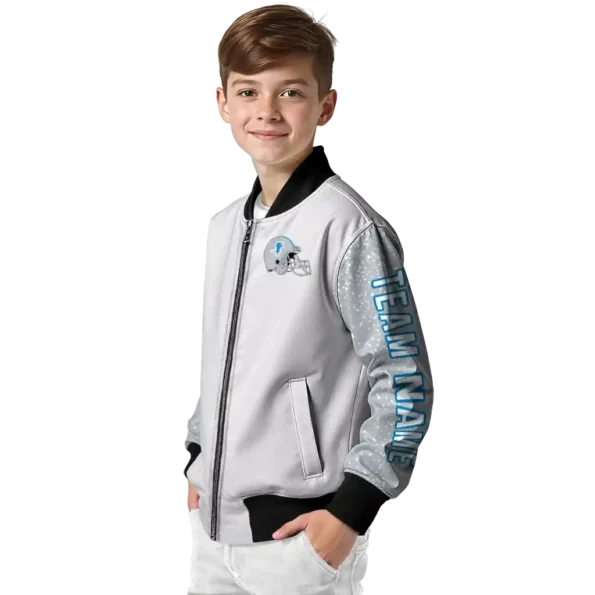 custom detroit lions speckled arms blue gray bomber jacket trendy