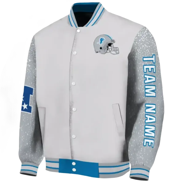 custom detroit lions speckled arms blue gray varsity jacket best selling.webp