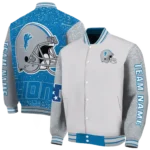 custom detroit lions speckled arms blue gray varsity jacket best selling.webp