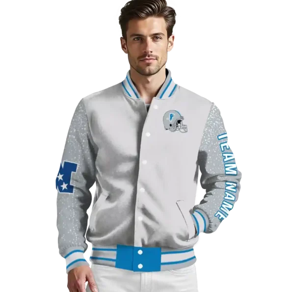 custom detroit lions speckled arms blue gray varsity jacket high quality.webp