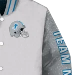 custom detroit lions speckled arms blue gray varsity jacket best selling.webp