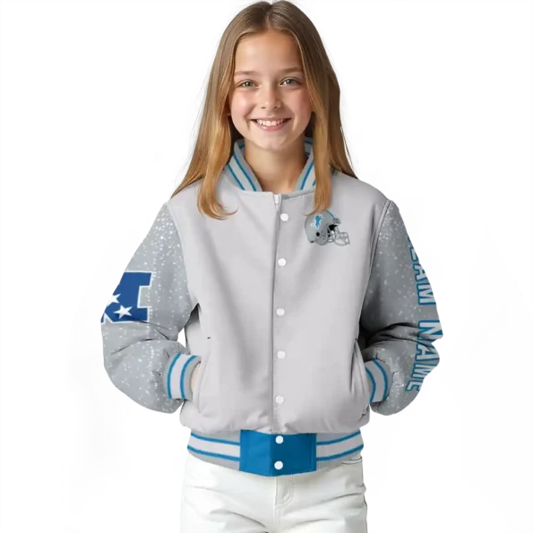 custom detroit lions speckled arms blue gray varsity jacket top rated.webp