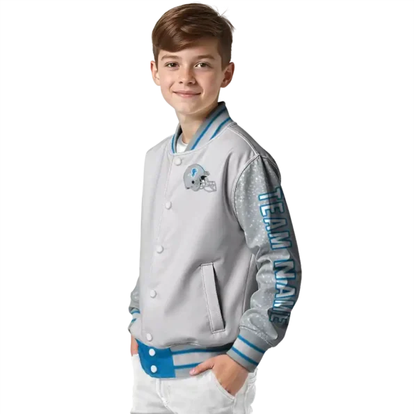 custom detroit lions speckled arms blue gray varsity jacket trendy.webp