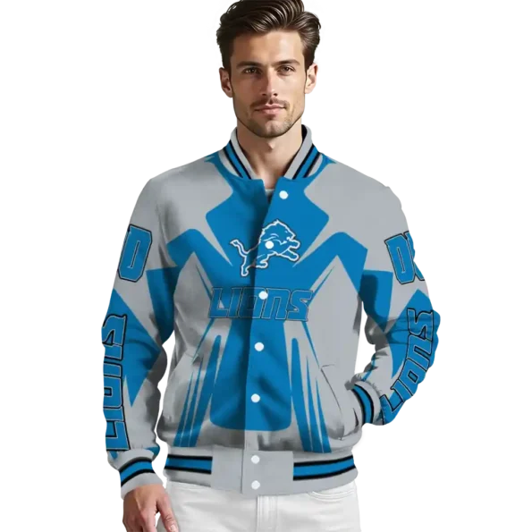 custom detroit lions spider mark blue grey crocs varsity jacket high quality.webp