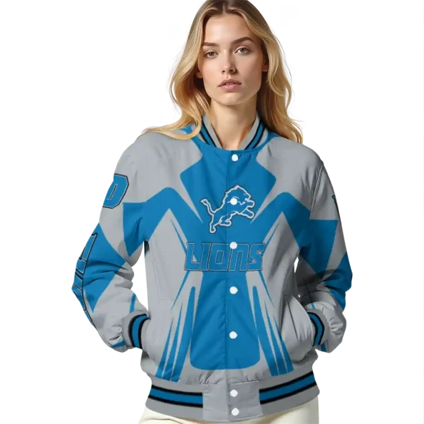 custom detroit lions spider mark blue grey crocs varsity jacket latest model.webp