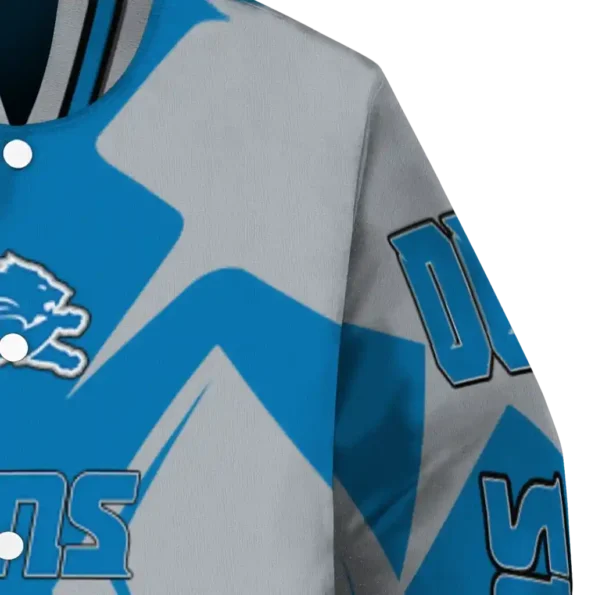 custom detroit lions spider mark blue grey crocs varsity jacket premium grade.webp