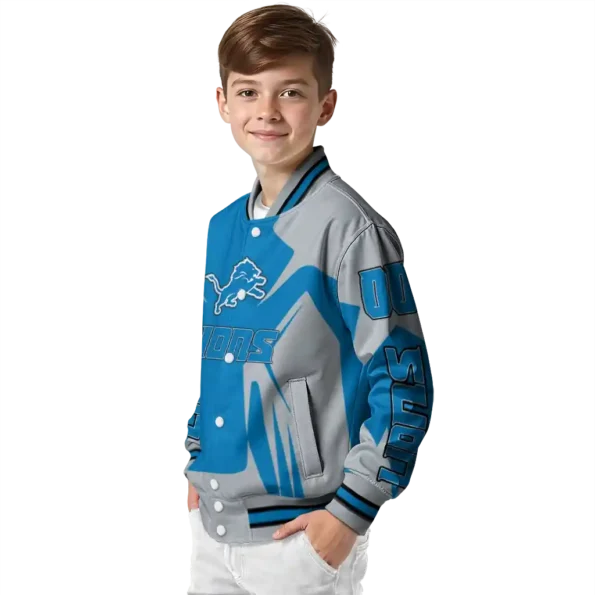 custom detroit lions spider mark blue grey crocs varsity jacket trendy.webp