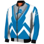 custom detroit lions v stripes blue white bomber jacket best selling