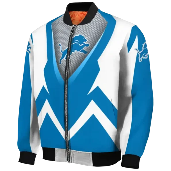 custom detroit lions v stripes blue white bomber jacket best selling