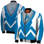 custom detroit lions v stripes blue white bomber jacket best selling