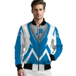 custom detroit lions v stripes blue white bomber jacket best selling