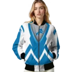 custom detroit lions v stripes blue white bomber jacket best selling