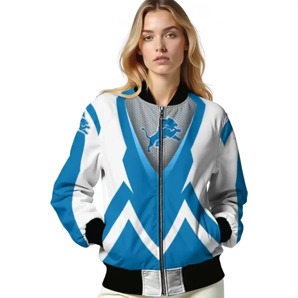 custom detroit lions v stripes blue white bomber jacket latest model