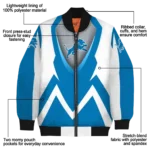 custom detroit lions v stripes blue white bomber jacket best selling