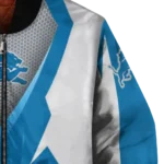 custom detroit lions v stripes blue white bomber jacket best selling