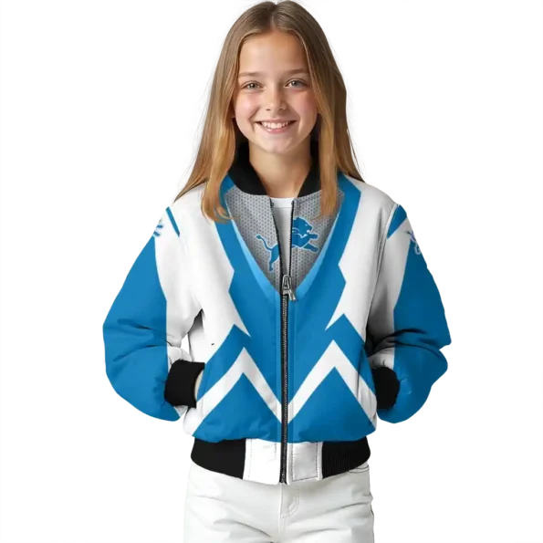 custom detroit lions v stripes blue white bomber jacket top rated