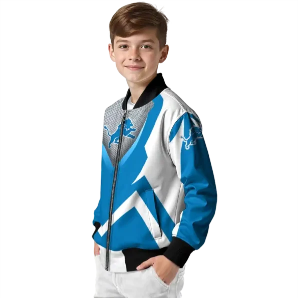 custom detroit lions v stripes blue white bomber jacket trendy