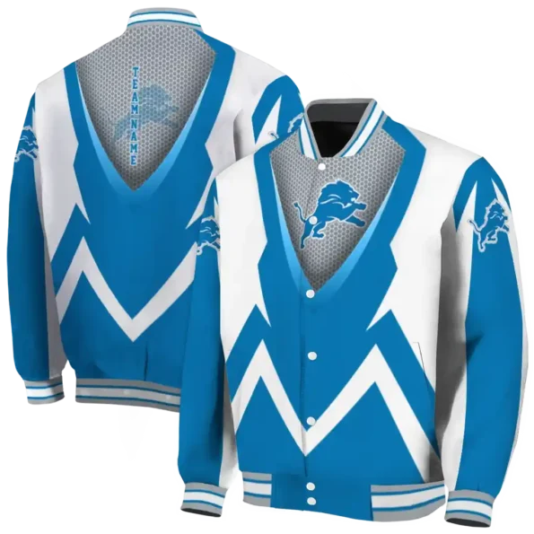 custom detroit lions v stripes blue white varsity jacket fashion forward.webp