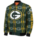 custom green bay packers bolt stripe green bomber jacket best selling