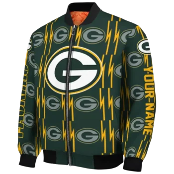 custom green bay packers bolt stripe green bomber jacket best selling