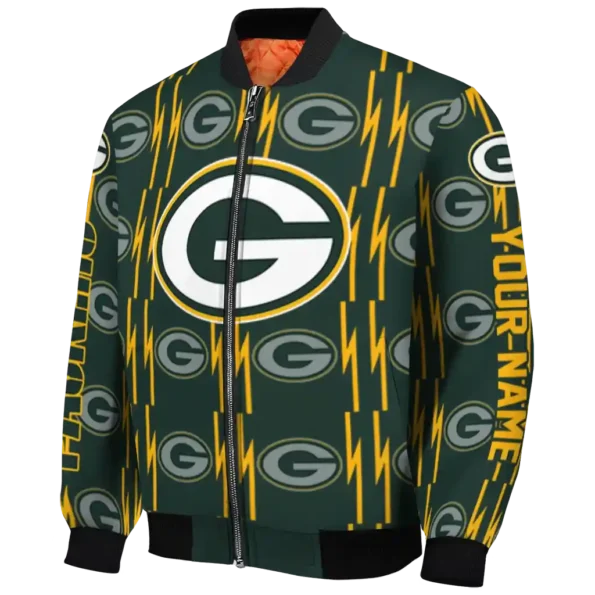 custom green bay packers bolt stripe green bomber jacket best selling