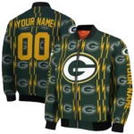 custom green bay packers bolt stripe green bomber jacket best selling
