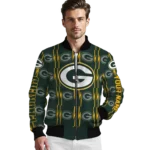 custom green bay packers bolt stripe green bomber jacket best selling